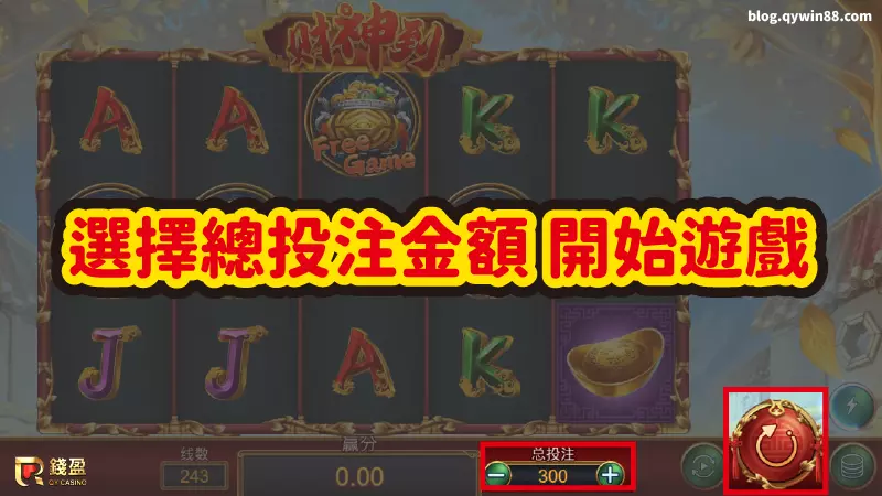 (財神到老虎機的玩法非常簡單,玩家只要投入金額並啟動按鈕,即可開始遊戲)